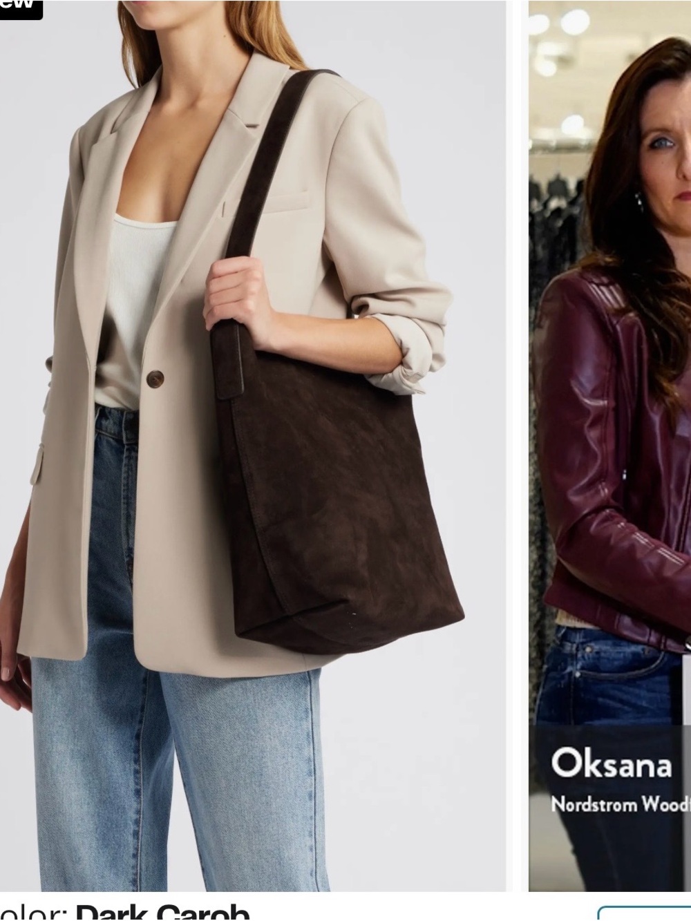 Madewell Dark Carob Suede Shoulder Bag Bucket Chocolate Brown